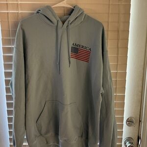 Men's Gray Hoodie with Flag Design
